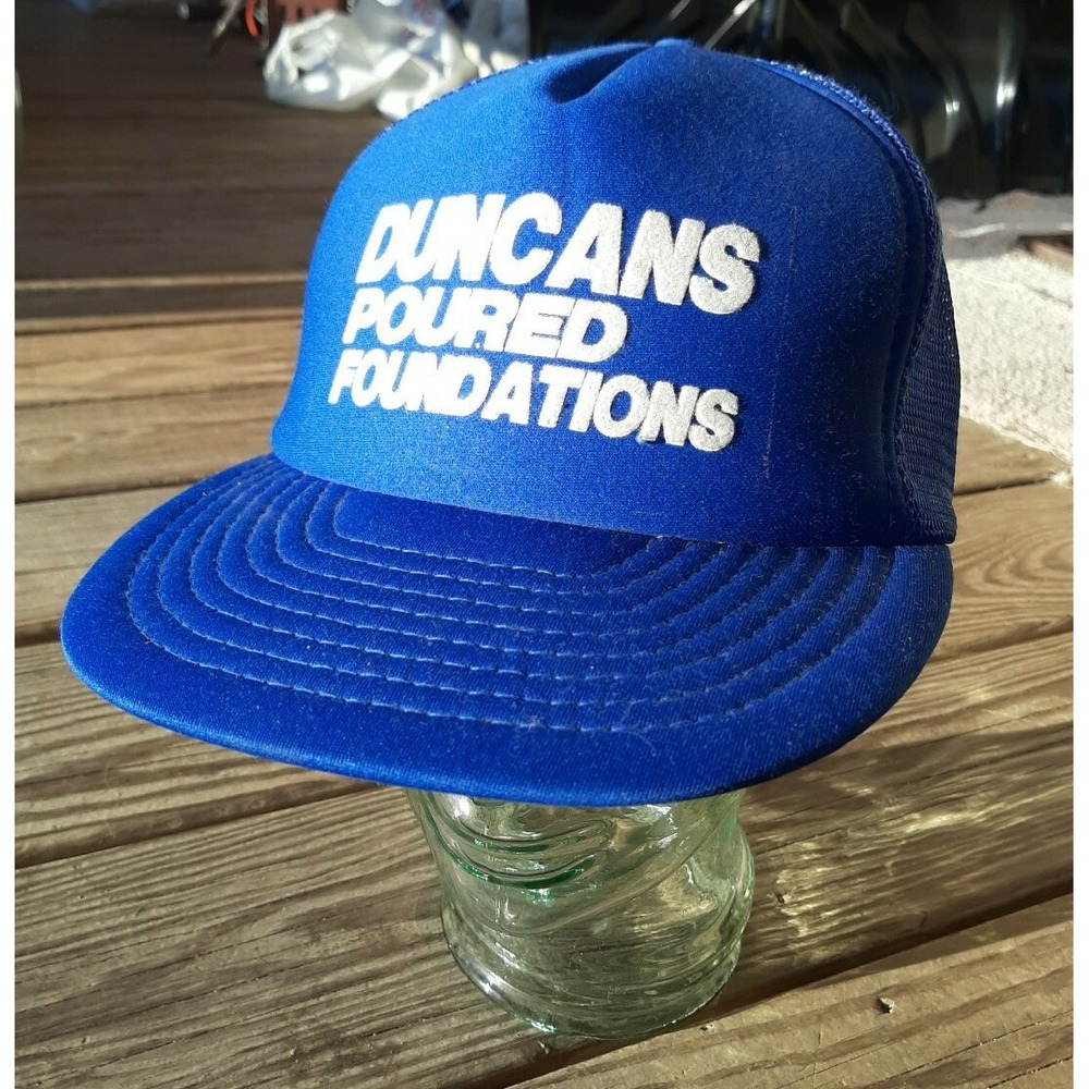 Vintage Advertising Duncans Poured Foundation Mesh Trucker Hat Snapback Cap Hat